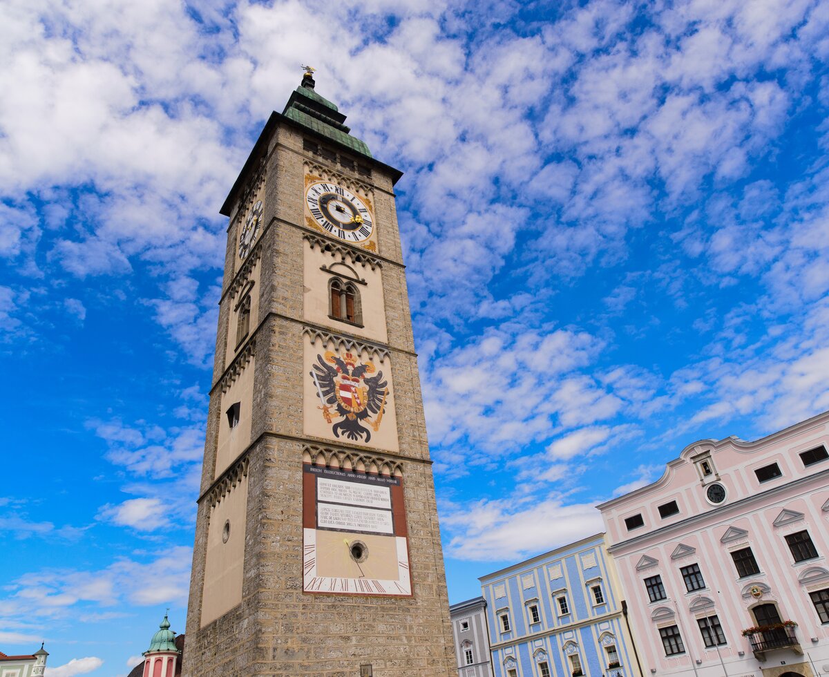 Mittelalterlicher Stadtturm am Hauptplatz in Enns, Zentralraum | © Tourismus & Stadtmarketing Enns GmbH / Wolfgang Simlinger