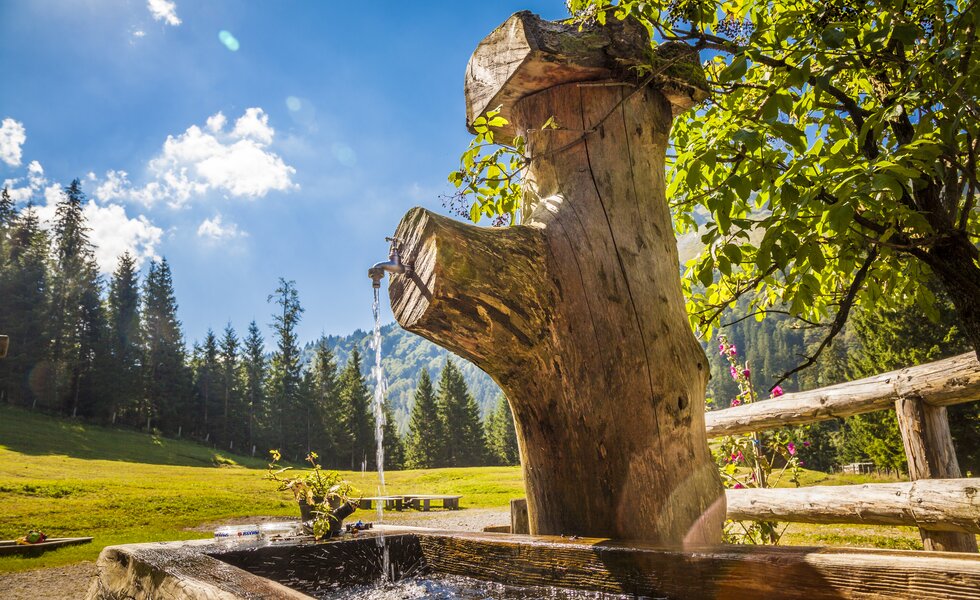 Brunnen auf der Grögernalm in Faistenau in der Urlaubsregion Fuschlsee. | © Urlaub am Bauernhof im SalzburgerLand / Bernd Suppan