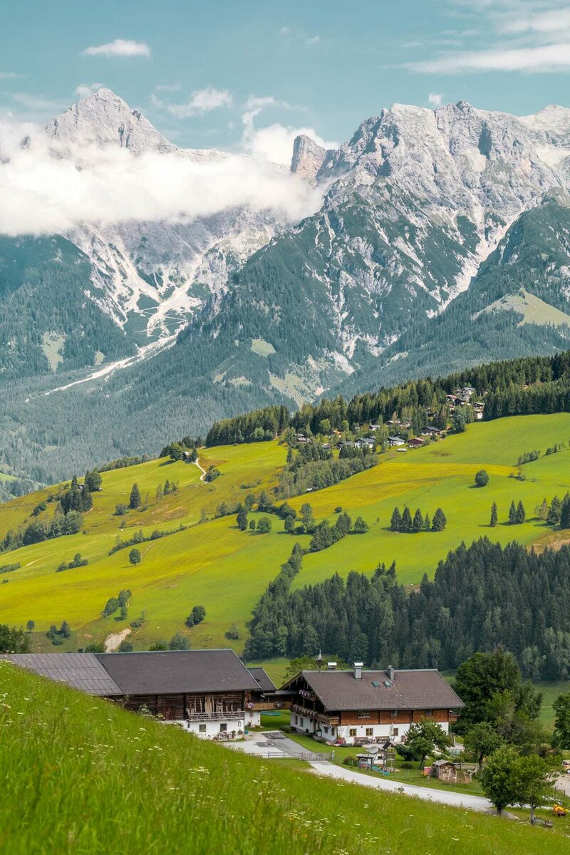 Aussicht auf den Hochkönig vom Christernhof