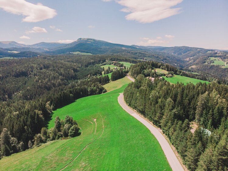 Luftaufnahme der idyllischen Umgebung | © Urlaub am Bauernhof Steiermark / Sabine Ertl