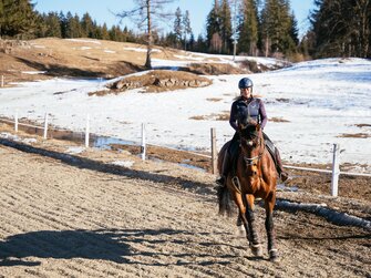 Reiterin am Reitplatz, Reitbauernhof Schilcher, Familie Plank, Steiermark | © Urlaub am Bauernhof Steiermark / Daniel Gollner