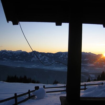 Winterabendstimmung von unserer Almhütte