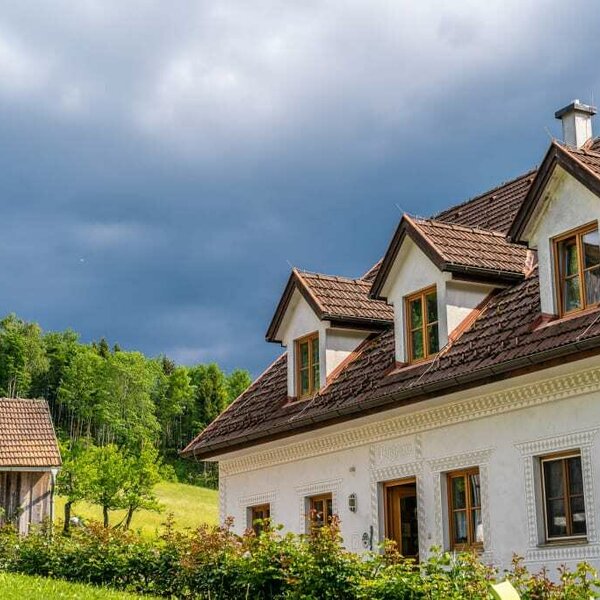 Haus Ansicht von der Gartenanlage