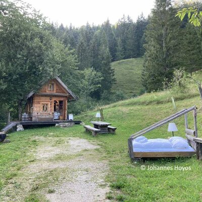 Hozknechthütte mit Bett