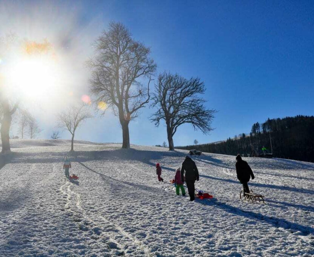 Schneewanderung vorm Haus