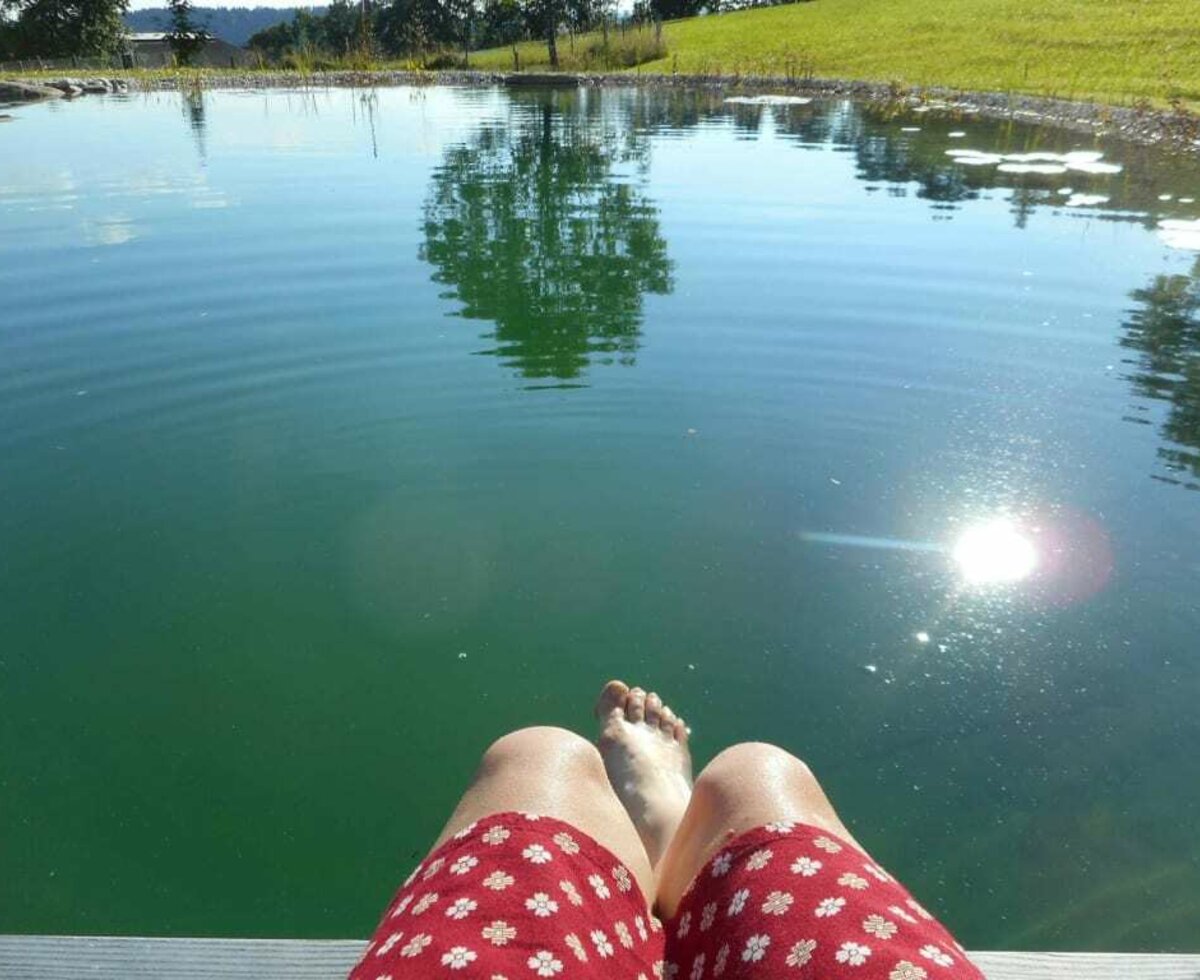 Die Badesaison ist eröffnet - 22 Grad - herrliches Wasser im Schwimmteich am Nussbaumerhof