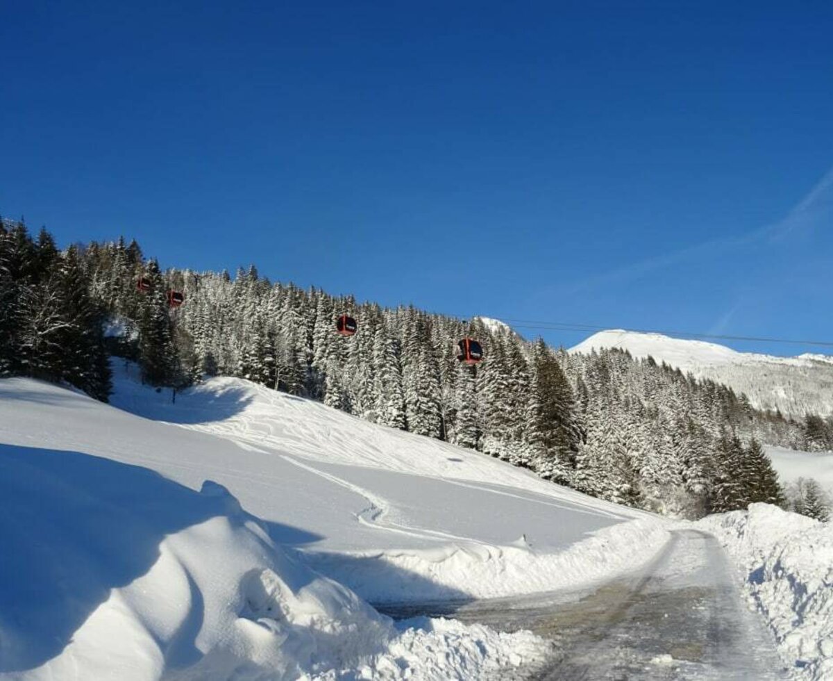 Blick zur Schipiste und Neuen Schlossalmbahn