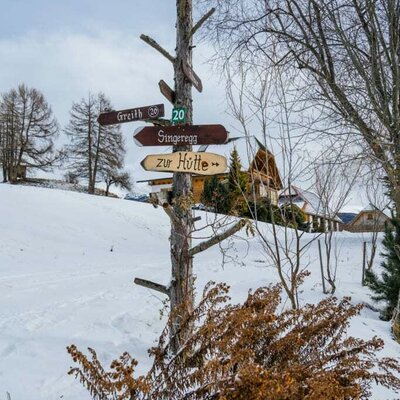 Wegweiser zur Hütte