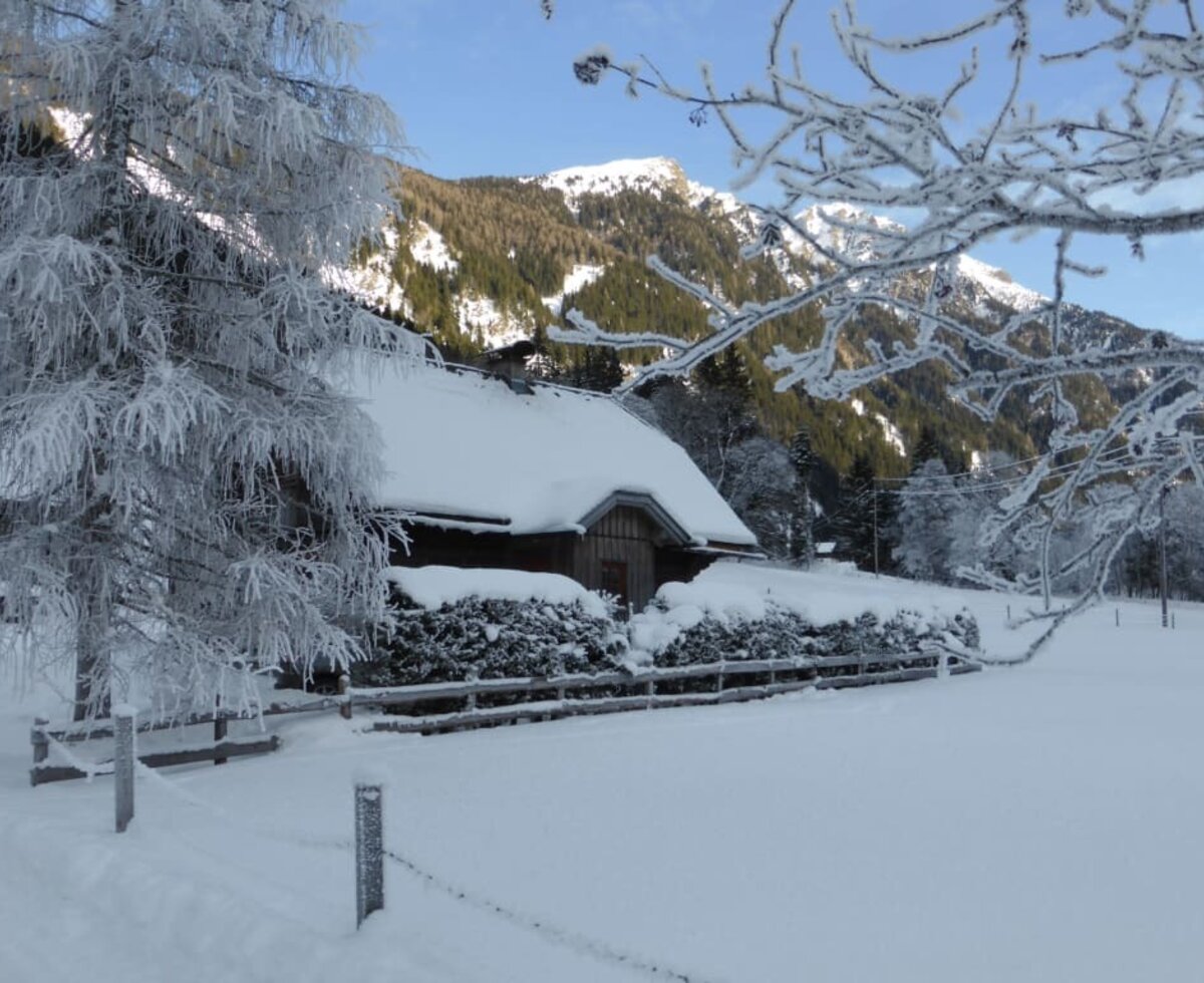 Im Winter liegt die SV-Alm direkt am Loipeneinstieg Untertal