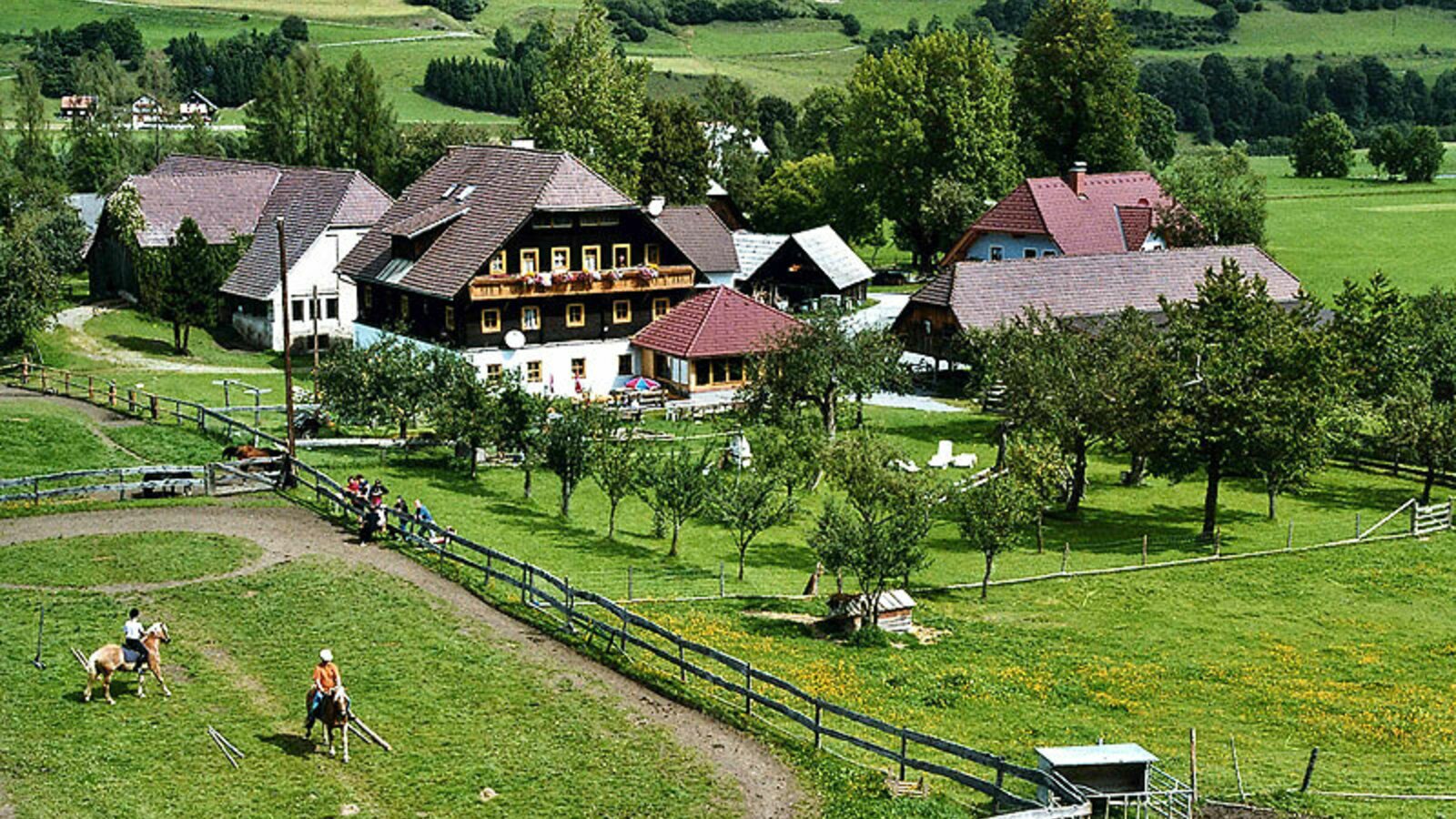 Blick auf den Reitplatz, Reitbauernhof Zechnerhof, St. Georgen