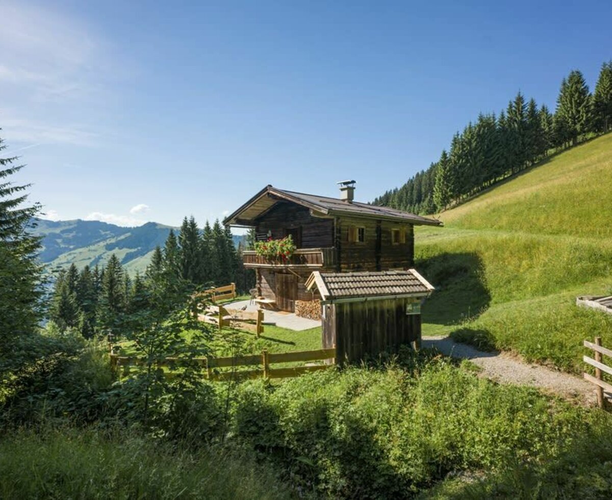 Almhütte mit umliegender Umgebung