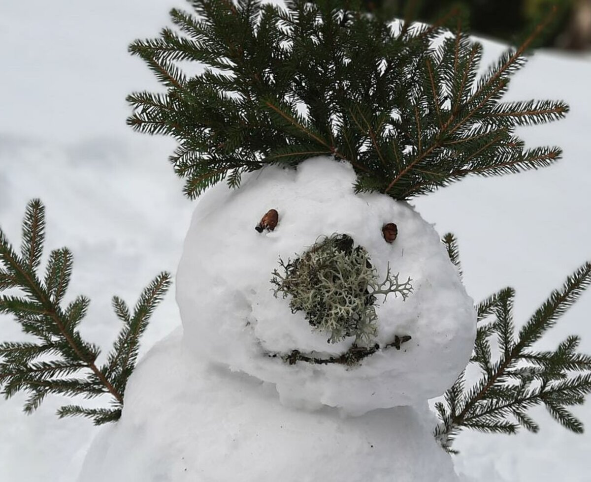 der Schneemann begrüßt die Gäste