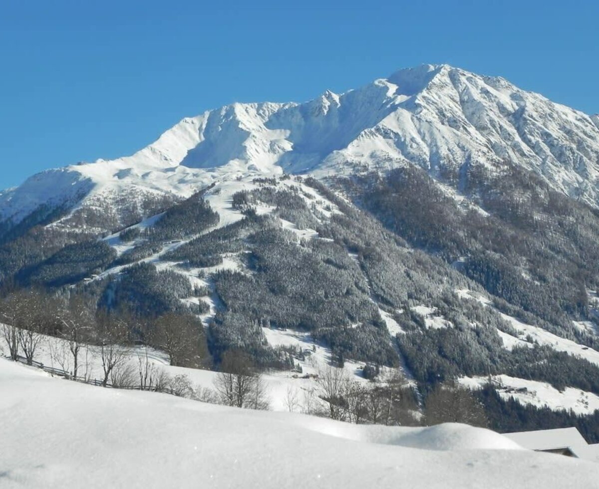 Blick auf unser Schigebiet Goldried