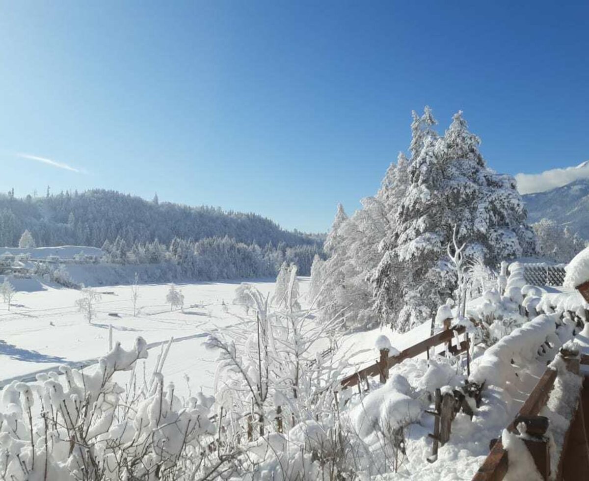 Blick auf den verschneiten Reintalersee