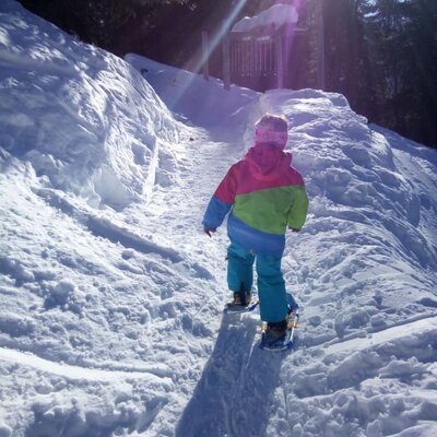 Schneeschuhwanderung Hochzeiger Urlaub am Kinderbauernhof Pitztal Tirol