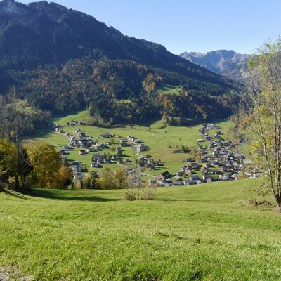 Blick auf Mellau von unserer Voralpe (Vorsäss) aus