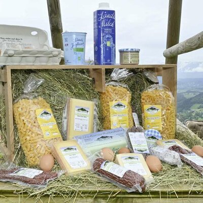 Direkt ab Hof am Berghof Burtscher erhalten Sie im Herbst und Winter Alpkäse von der Alpe Steris und die leckere frische Milch von unseren Kühen.