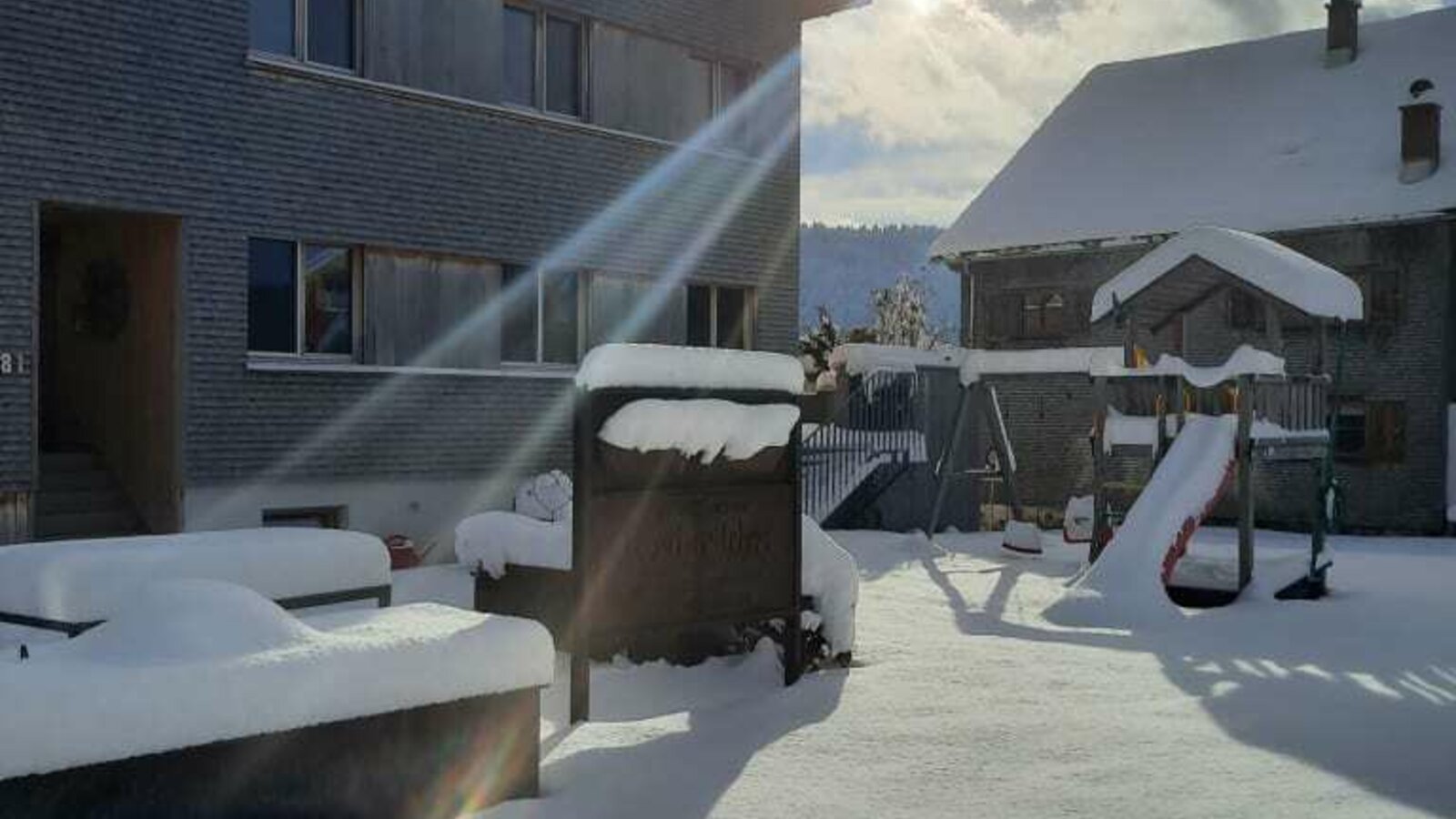 Schnee bei uns am Ferienhof Landerleben